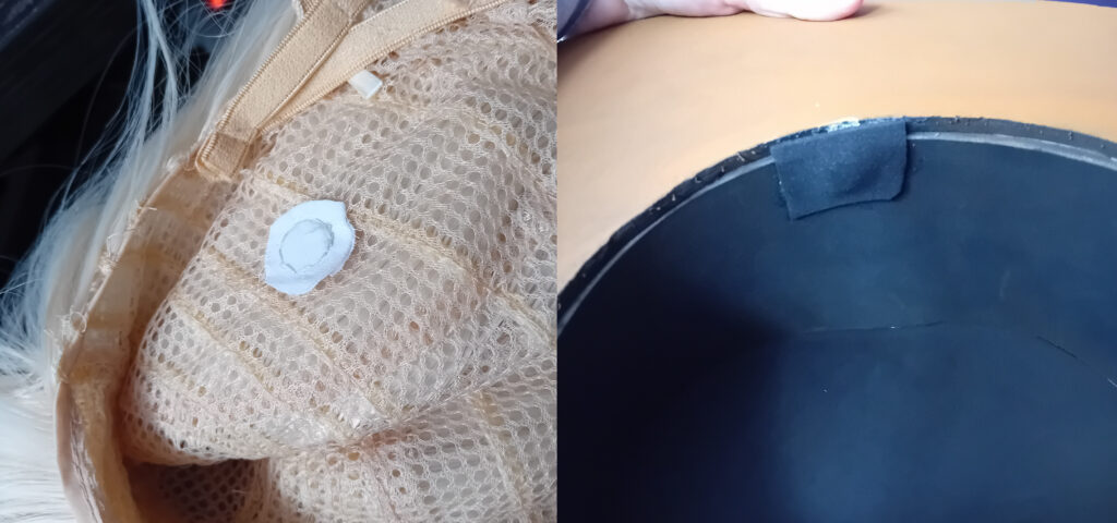 Magnesy przyczepione do peruki i kapelusza